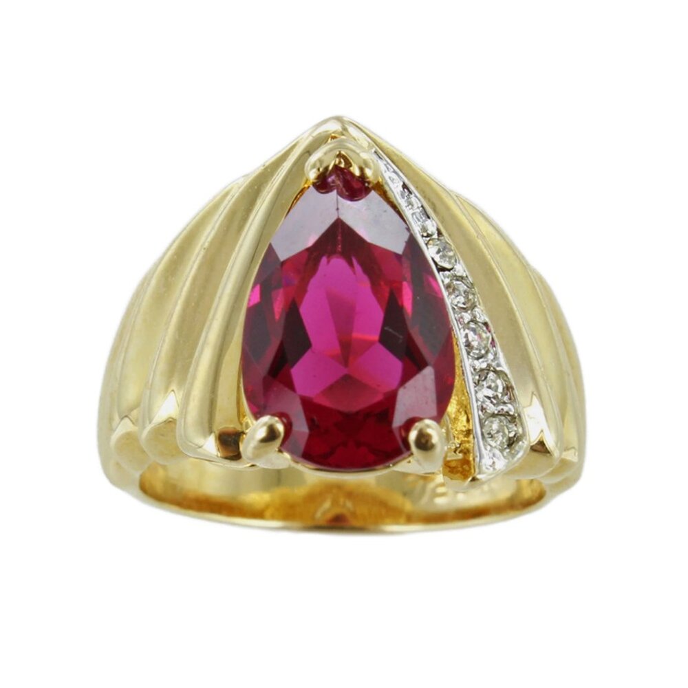 18k Gold Electroplated With Simulated Ruby And Cu… - image 2